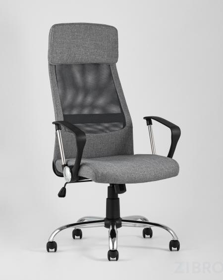 Компьютерное кресло TopChairs Bonus офисное серое в обивке из текстиля и сетки, механизм качания Top Gun пятилучье 