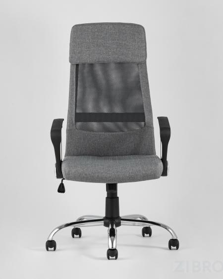 Компьютерное кресло TopChairs Bonus офисное серое в обивке из текстиля и сетки, механизм качания Top Gun пятилучье 