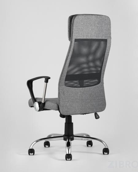 Компьютерное кресло TopChairs Bonus офисное серое в обивке из текстиля и сетки, механизм качания Top Gun пятилучье 