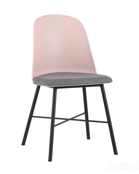 Стул пластиковый Shell розовый с мягким сиденьем ножки из металла 