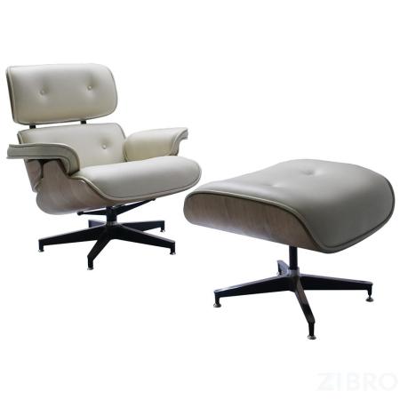 Кресло EAMES LOUNGE CHAIR и оттоманка EAMES LOUNGE CHAIR бежевые 