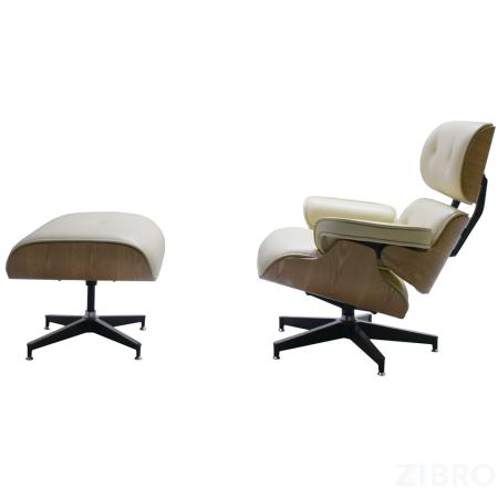 Кресло EAMES LOUNGE CHAIR и оттоманка EAMES LOUNGE CHAIR бежевые 