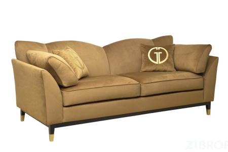 Диван Siena трехм.без мех.,велюр золотой Colt004 228*92*92см 