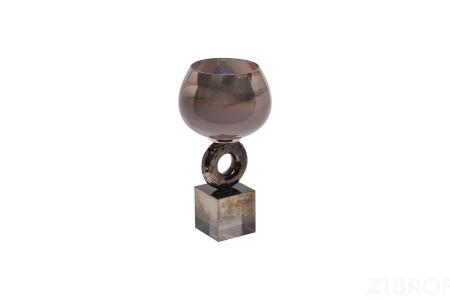 71PN-3114 Подсвечник стеклянный дымчатый  d13*28см 