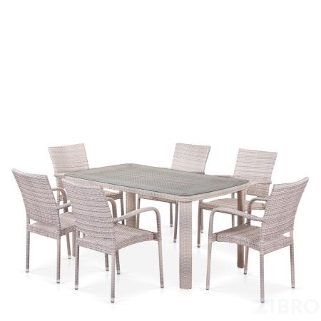 Комплект плетеной мебели T51A/Y376-W85-150x85 6Pcs Latte 