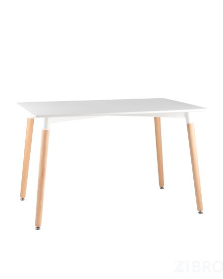 Стол Oslo Rectangle WT белый, столешница МДФ, деревянные ножки 