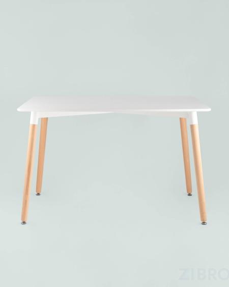 Стол Oslo Rectangle WT белый, столешница МДФ, деревянные ножки 