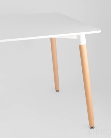 Стол Oslo Rectangle WT белый, столешница МДФ, деревянные ножки 