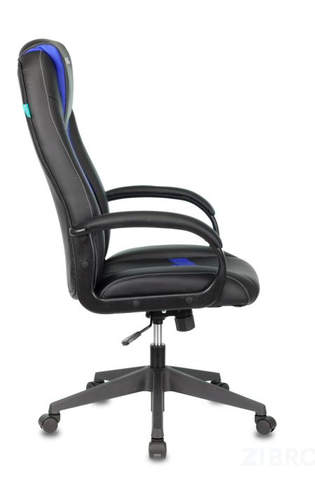 Кресло игровое Бюрократ VIKING-8N/BL-BLUE черный/синий искусственная кожа геймерское 