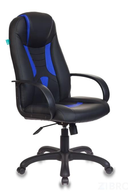 Кресло игровое Бюрократ VIKING-8N/BL-BLUE черный/синий искусственная кожа геймерское 