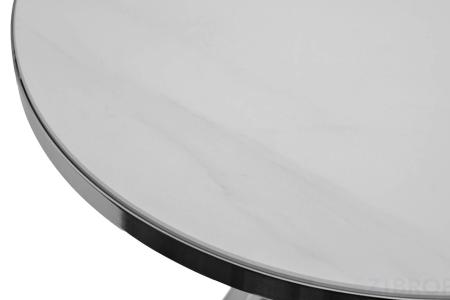 2KF111037-S Стол журнальный с мраморной столешницей d50*62см, цвет опоры серебро 