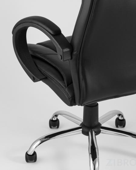 Компьютерное кресло TopChairs Atlant офисное черное обивка экокожа, механизм качания Top Gun пятилучье 