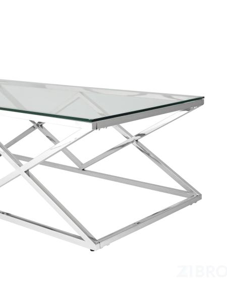 Журнальный стол 120*60 ИНСИГНИЯ серебро, каркас нержавеющая сталь 