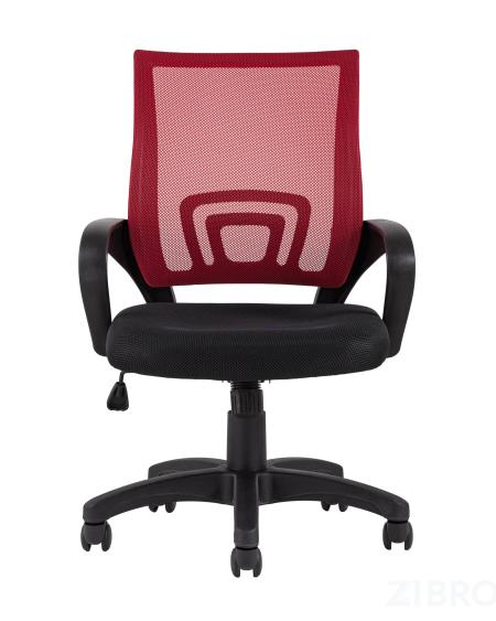 Компьютерное кресло TopChairs Simple офисное красное в обивке из текстиля с сеткой, механизм качания Top Gun 