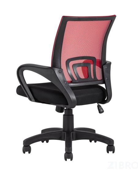 Компьютерное кресло TopChairs Simple офисное красное в обивке из текстиля с сеткой, механизм качания Top Gun 