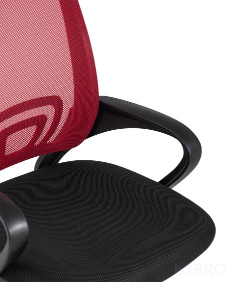 Компьютерное кресло TopChairs Simple офисное красное в обивке из текстиля с сеткой, механизм качания Top Gun 