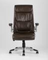 Компьютерное кресло TopChairs Force офисное коричневое в обивке из экокожи и сетки, механизм качания Top Gun 