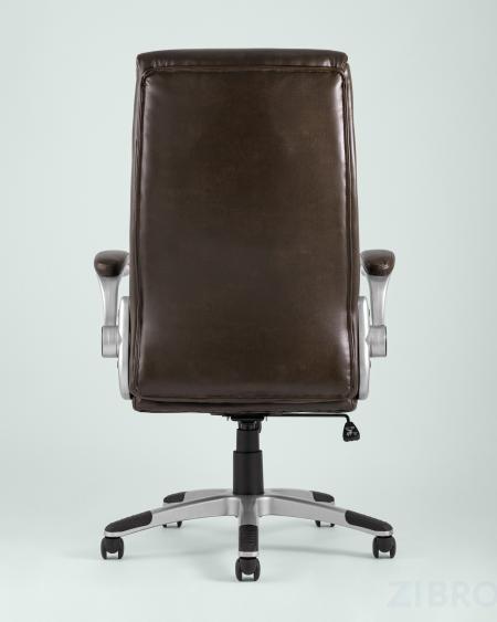 Компьютерное кресло TopChairs Force офисное коричневое в обивке из экокожи и сетки, механизм качания Top Gun 