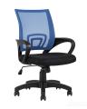 Компьютерное кресло TopChairs Simple офисное синее в обивке из текстиля с сеткой, механизм качания Top Gun 