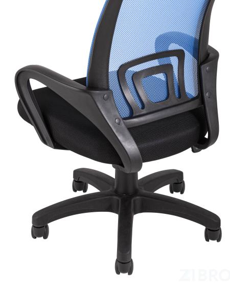Компьютерное кресло TopChairs Simple офисное синее в обивке из текстиля с сеткой, механизм качания Top Gun 