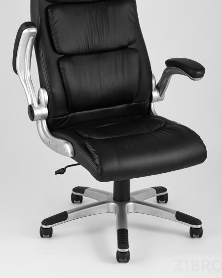 Компьютерное кресло TopChairs Force офисное черное, обивка из экокожи 