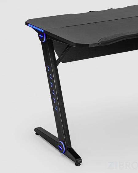Стол геймерский компьютерный игровой для геймеров TopChairs Space LED черный 
