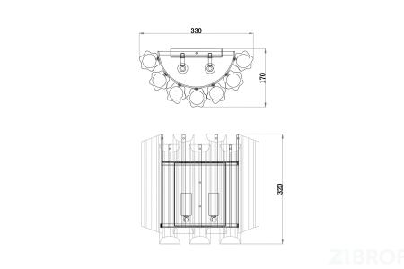 20MB3451-2AMBER Бра стекло янтарного цвета 32*33*32см 