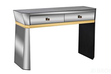 KFG125 Консоль 2 ящика с золотистой отделкой 120*42*79см 