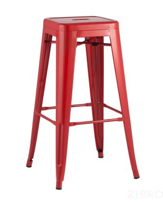Стул барный Tolix красный глянцевый, широкое удобное сиденье, металлические ножки 