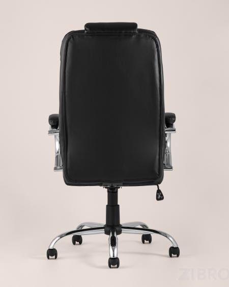 TopChairs President офисное черное в обивке из экокожи, механизм качания и регулировки Top Gun 