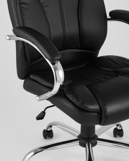 TopChairs President офисное черное в обивке из экокожи, механизм качания и регулировки Top Gun 
