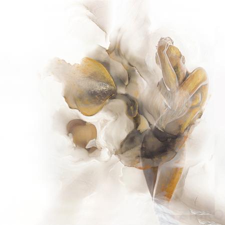 89VOR-AQUARELLE6 Холст "Песня поющего цветка"100*100см,багет зол 