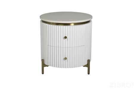 77IP-GD009-TUMB Тумбочка белая 2 ящика мраморная столешница d51*55см 