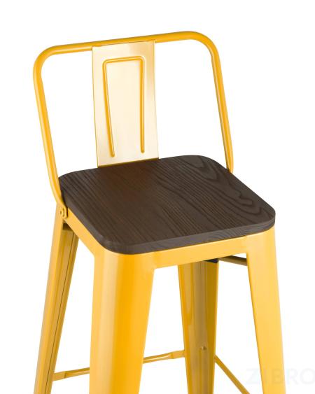 Стул барный Tolix WOOD со спинкой желтый, металл, дерево 