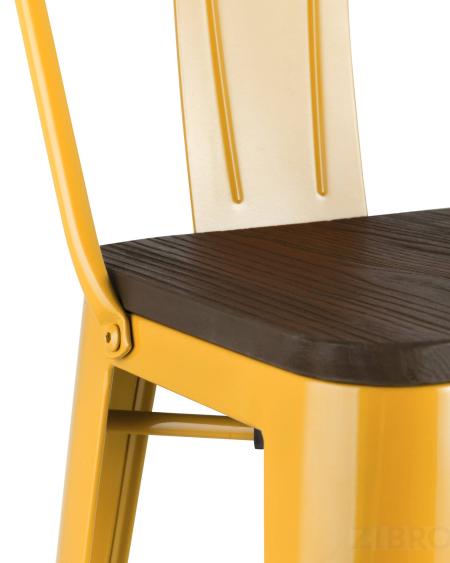 Стул барный Tolix WOOD со спинкой желтый, металл, дерево 