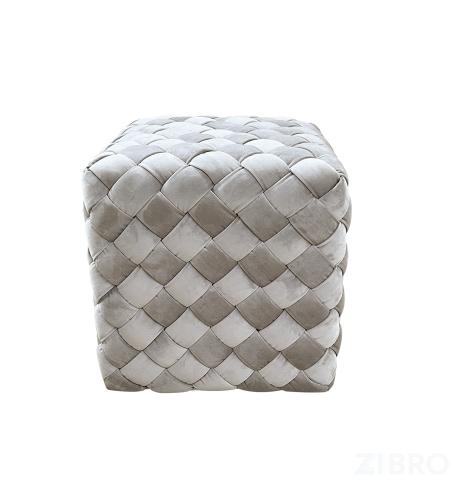 N-PUF-190 BEG Пуф плетеный велюр серо-бежевый 40*40*40см 