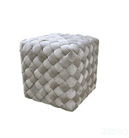 N-PUF-190 BEG Пуф плетеный велюр серо-бежевый 40*40*40см 