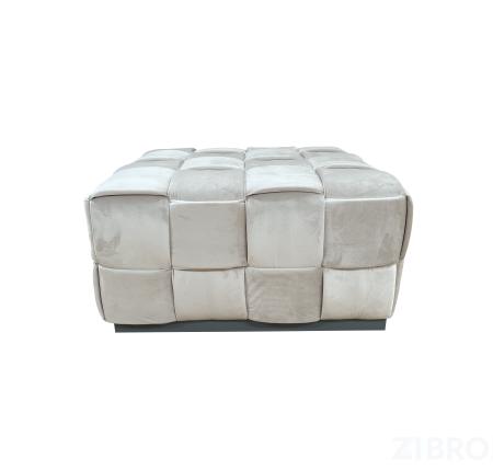 N-PUF-222 SVB Пуф плетеный, велюр светло-бежевый 60*60*30см 