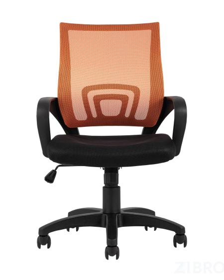 Компьютерное кресло TopChairs Simple офисное оранжевое в обивке из текстиля с сеткой, механизм качания Top Gun 