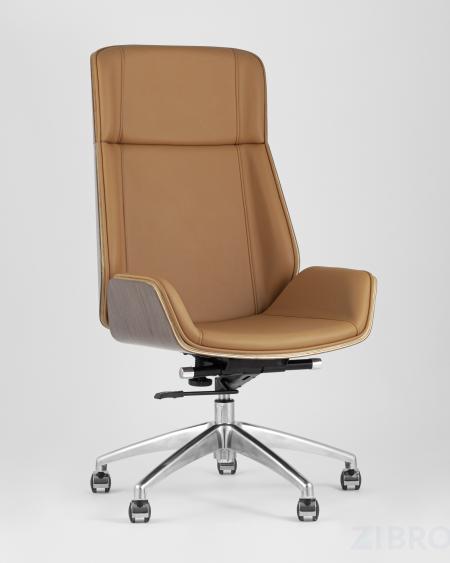 Компьютерное кресло TopChairs Crown офисное для руководителя коричневое, обивка экокожа, металлический каркас 