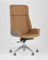Компьютерное кресло TopChairs Crown офисное для руководителя коричневое, обивка экокожа, металлический каркас 