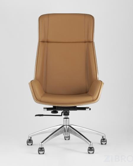 Компьютерное кресло TopChairs Crown офисное для руководителя коричневое, обивка экокожа, металлический каркас 