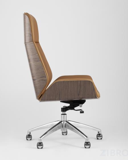 Компьютерное кресло TopChairs Crown офисное для руководителя коричневое, обивка экокожа, металлический каркас 