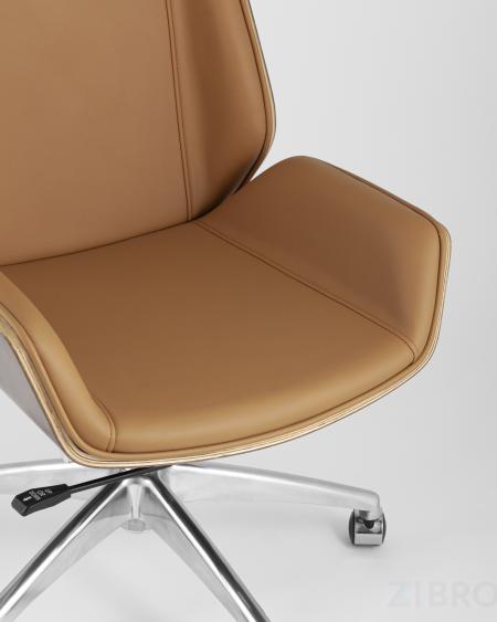 Компьютерное кресло TopChairs Crown офисное для руководителя коричневое, обивка экокожа, металлический каркас 