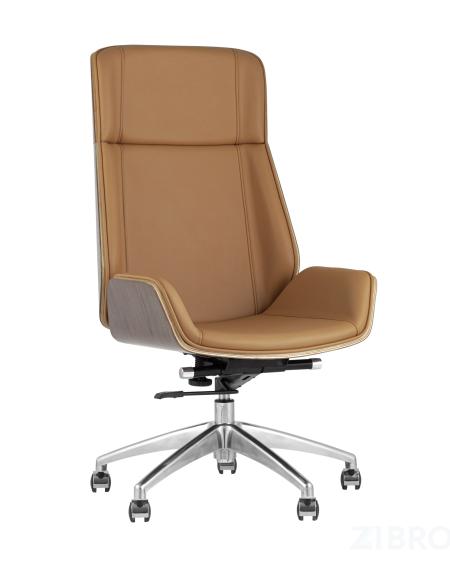 Компьютерное кресло TopChairs Crown офисное для руководителя коричневое, обивка экокожа, металлический каркас 