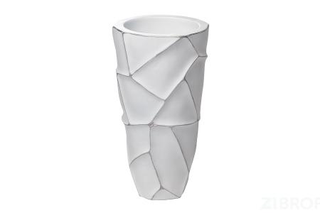 ZSC872-19WH Кашпо d26*48см белое с серебром 