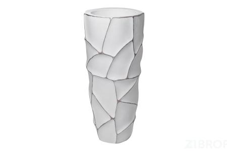ZSC872-27WH  Кашпо d30*69см белое с серебром 