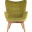Кресло Манго оливковое обивка вельвет с деревянными ножками 