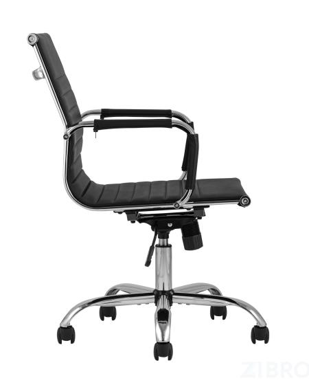 Компьютерное кресло TopChairs City S офисное черное в обивке из экокожи, механизм регулирования по высоте и качания 