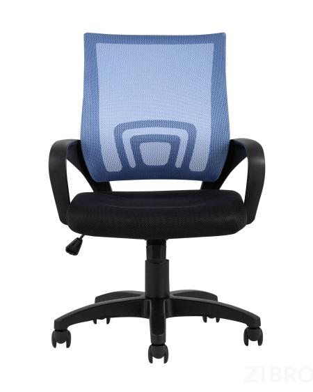 Компьютерное кресло TopChairs Simple офисное голубое в обивке из текстиля с сеткой, механизм качания Top Gun 